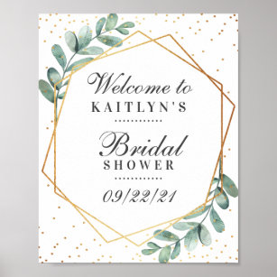 Eucalyptus Gold Geometric Bridal Shower Poster