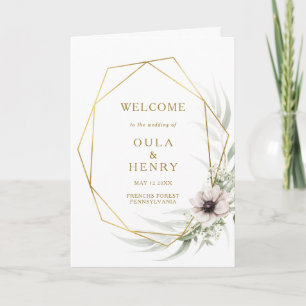 Eucalyptus Gold Geometric Folded Wedding Program Programme