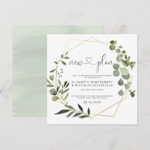 Eucalyptus Gold Geometric Postponed Wedding Invitation