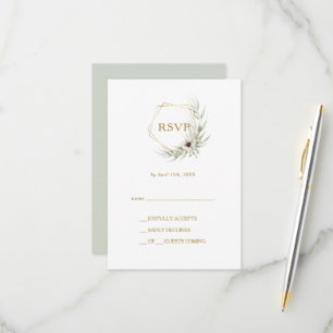 Eucalyptus Gold Geometric RSVP Card