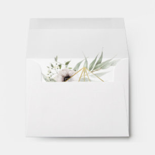 Eucalyptus Gold Geometric Self Addressed RSVP Envelope