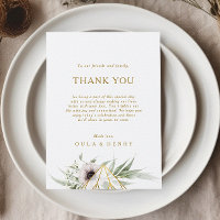 Eucalyptus Gold Geometric Thank You Reception Card