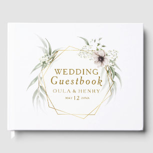 Eucalyptus Gold Geometric Wedding Guest Book