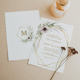 Eucalyptus Gold Geometric Wedding Invitation