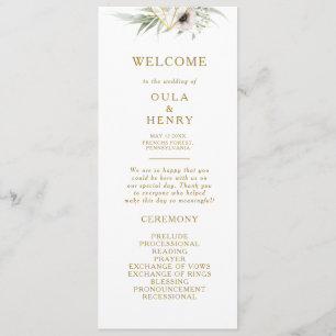 Eucalyptus Gold Geometric Wedding Program Programme