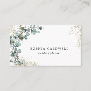 Eucalyptus Gold Glitter Botanical Business Card