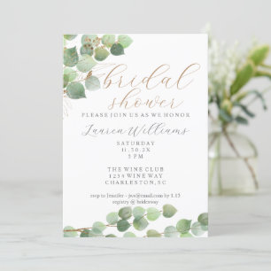 Eucalyptus Gold Glitter Bridal Shower Invitation