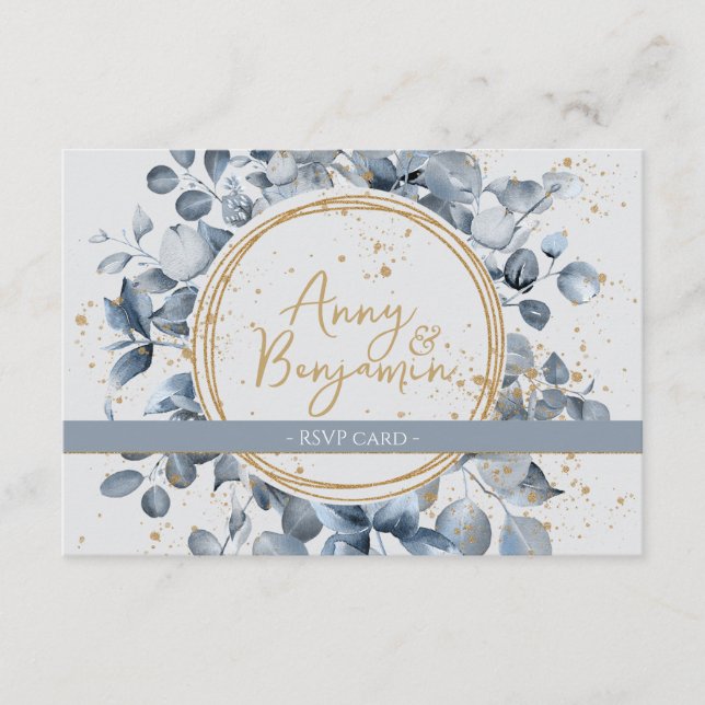 Eucalyptus Gold Glitter Code 01 - RSVP 4 Enclosure Card (Front)