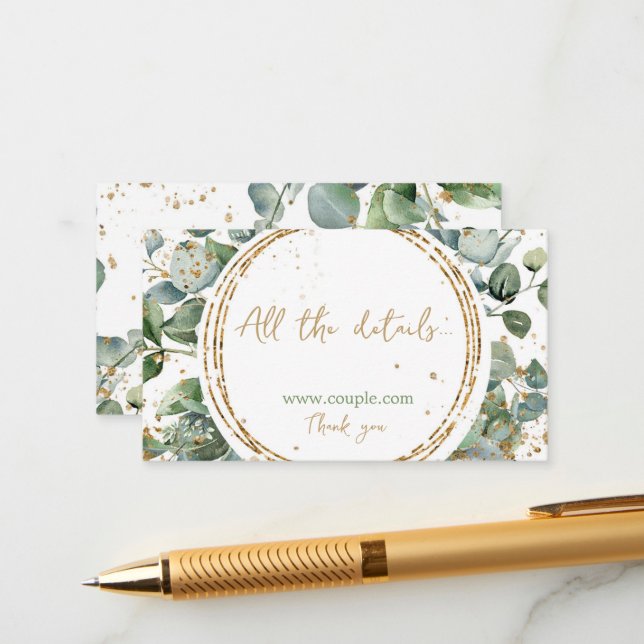 Eucalyptus gold glitter Code 02 all the details Enclosure Card (Front/Back In Situ)