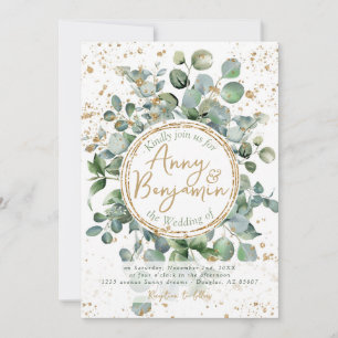 Eucalyptus Gold Glitter - Green - Invitation 01