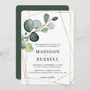 Eucalyptus Gold Greenery Wedding Invitation