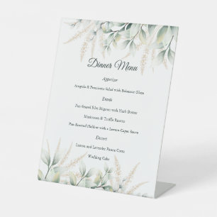Eucalyptus Gold Greenery Wedding Reception Pedestal Sign