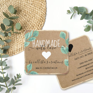 Eucalyptus Gold Handmade With Love Etsy Crafter Square Business Card