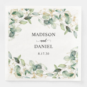 Eucalyptus Gold Leaves Wedding Napkin