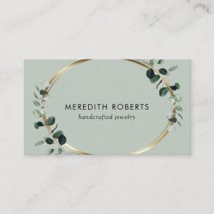 Eucalyptus Gold Metallic Sage Jewellery Designer Business Card