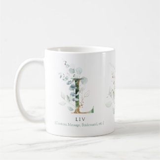 Eucalyptus Gold Monogram Initial L Greenery Chic Coffee Mug