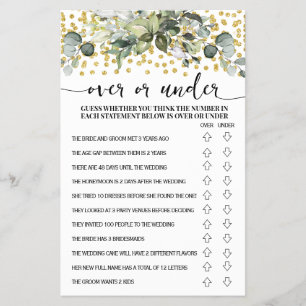 Eucalyptus Gold Over or Under Shower Game Card
