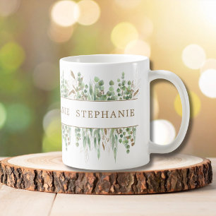 Eucalyptus Gold Personalized Bridesmaid Gifts Coffee Mug