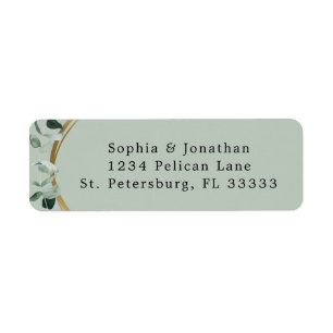 Eucalyptus Gold Sage Wedding Return Address Label