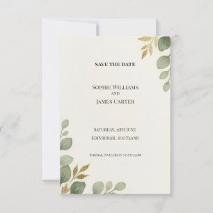 Eucalyptus Gold Save The Date Card