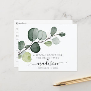 Eucalyptus Gold Splatter Bridal Shower Recipe Card