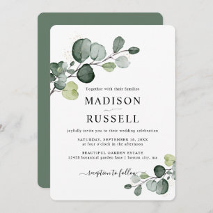 Eucalyptus Gold Splatter Greenery Wedding Invitation