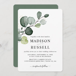 Eucalyptus Gold Splatter Greenery Wedding Invitation