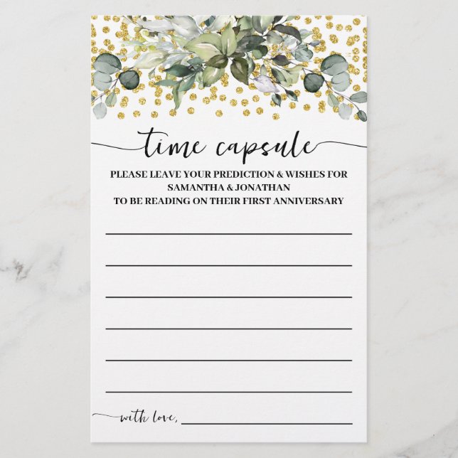 Eucalyptus Gold Time Capsule Advice Game Card (Front)
