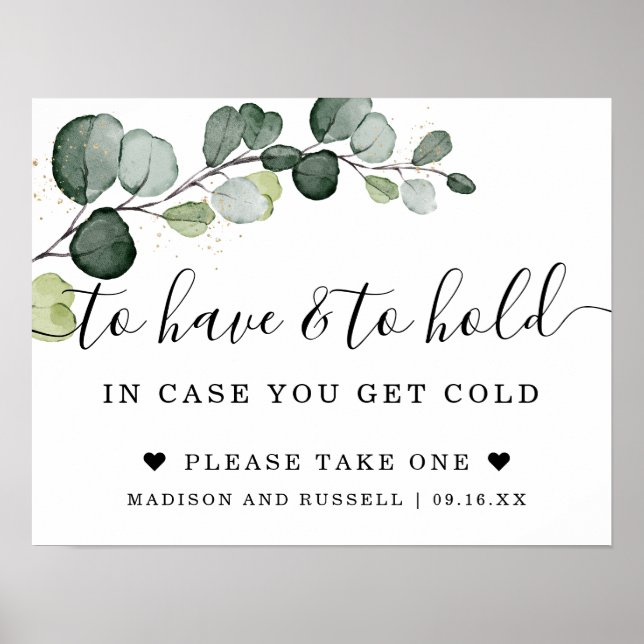 Eucalyptus Gold To Have and To Hold Wedding Sign (Front)