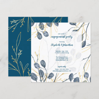 Eucalyptus Gold Watercolor Garden Engagement Party Invitation