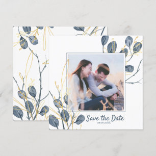 Eucalyptus & Gold Watercolor Garden Save the Date Invitation