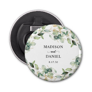 Eucalyptus Gold Watercolor Wedding  Bottle Opener