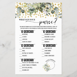 Eucalyptus Gold What is in Purse Shower Game Card