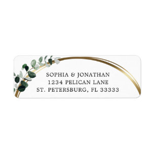 Eucalyptus Gold White Wedding Return Address