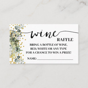 Eucalyptus Gold Wine Raffle Ticket Shower Card