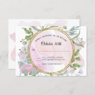 Eucalyptus Gold Wreath Foliage RSVP Response Card