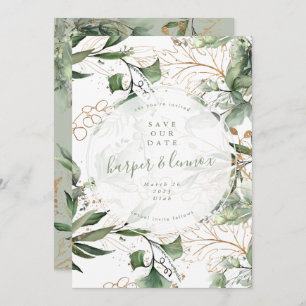 Eucalyptus Golden Boho Modern Fall Pampas Circle Save The Date