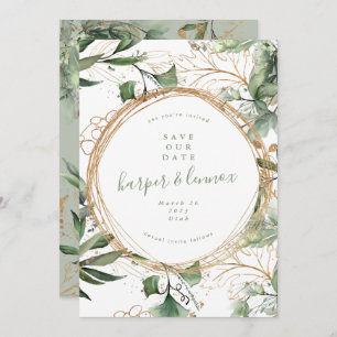 Eucalyptus Golden Boho Modern Fall Pampas Circles Save The Date