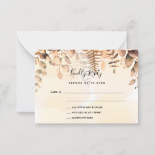 Eucalyptus golden fall wedding RSVP Note Card