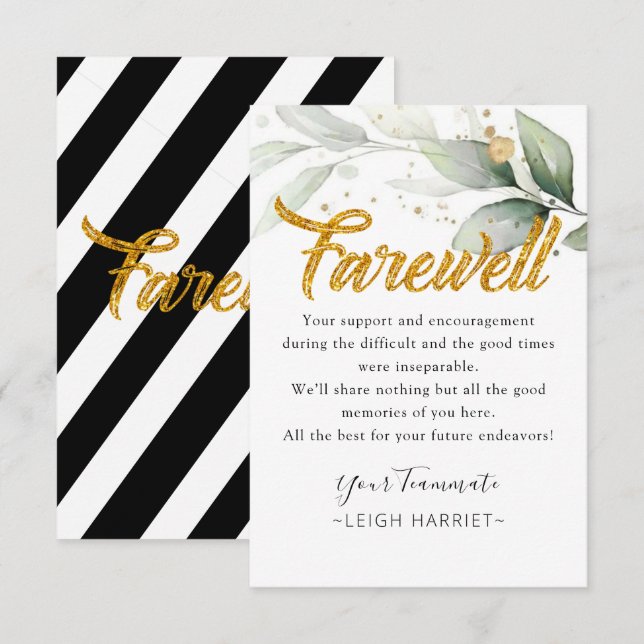 Eucalyptus Goodbye coworker farewell card (Front/Back)