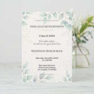 Eucalyptus Graduation Invitation Template, Elegant