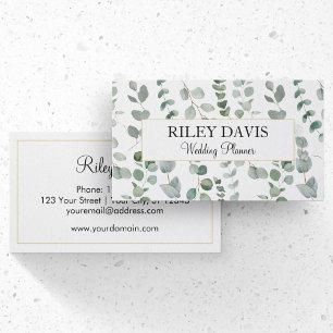 Eucalyptus Green and White Floral Business Card