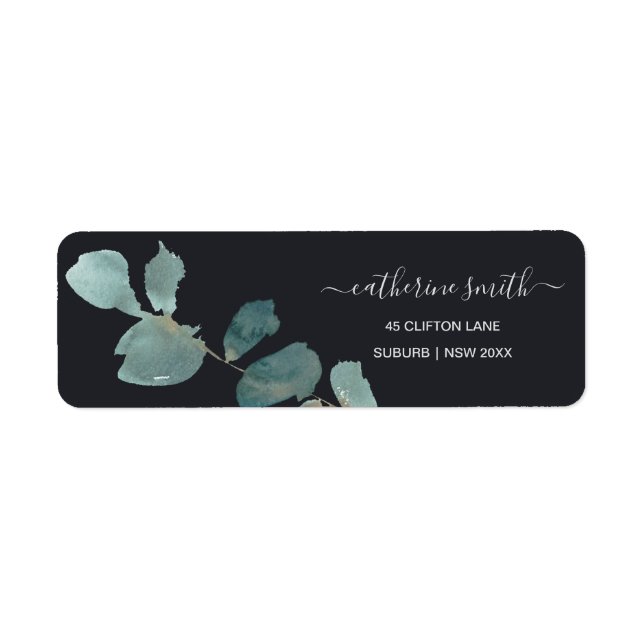 EUCALYPTUS GREEN BLACK FOLIAGE  WATERCOLOR ADDRESS (Front)