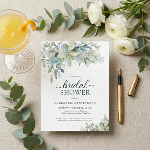 Eucalyptus Green Blue Bridal Shower Invitation