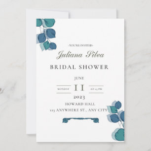 Eucalyptus green blue leaves elegant rustic   invitation