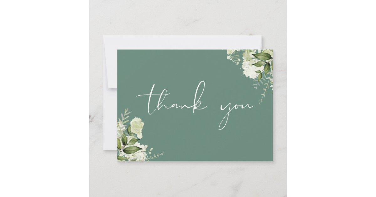 Eucalyptus Green Botanical Greenery Elegant Script Thank You Card | Zazzle