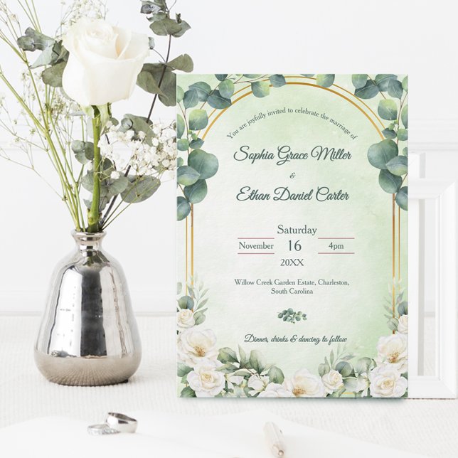 Eucalyptus Green Botanical Sage Floral wedding Invitation (Eucalyptus Green Botanical Sage Floral wedding Invitation)