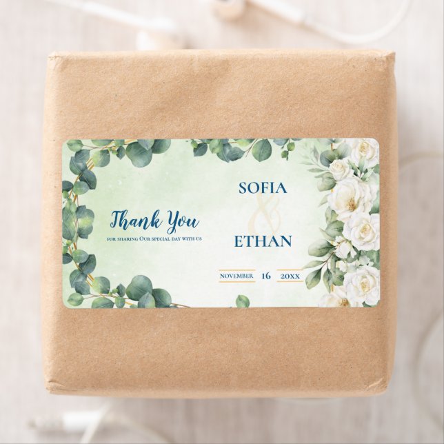Eucalyptus Green Botanical Wedding Return Address (Insitu)
