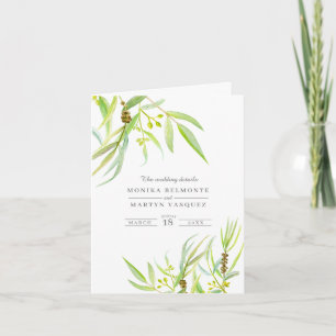 Eucalyptus green details and map wedding enclosure invitation