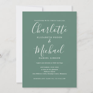 Eucalyptus Green Elegant Modern QR Code Wedding Invitation